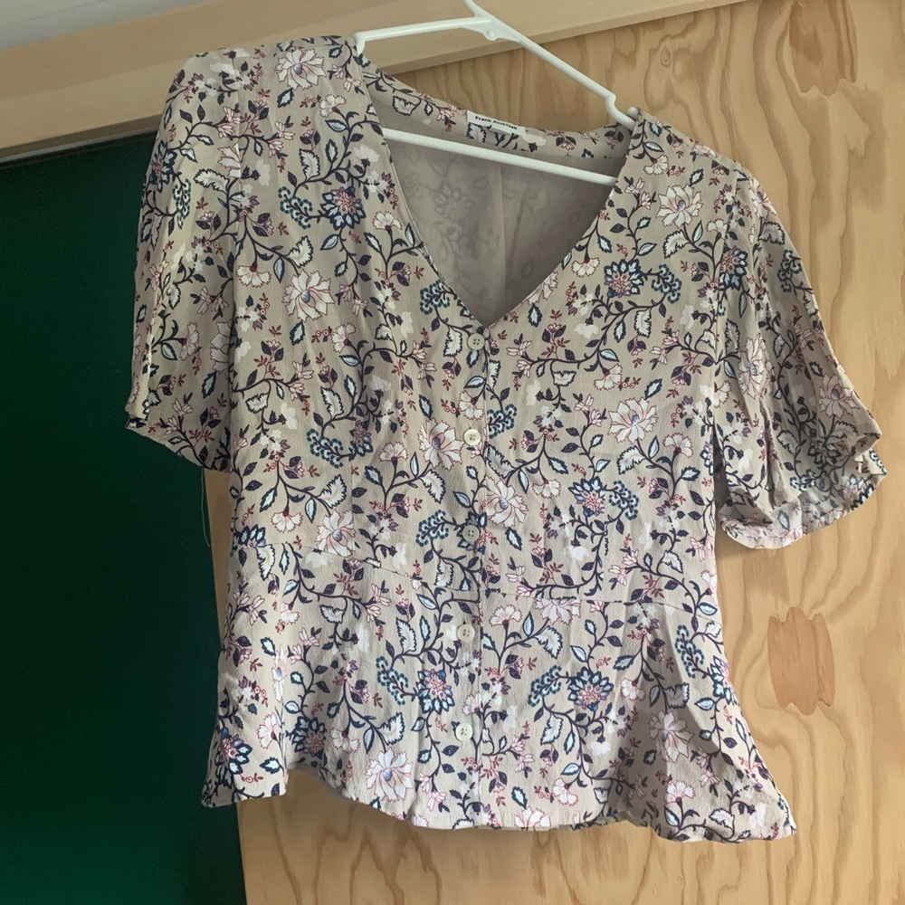 Frank & Oak Floral Flutter Sleeve Top